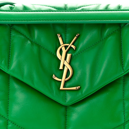 Saint Laurent Lambskin Quilted Small Loulou Puffer Monogram Chain Satchel New Vert 8 of 10
