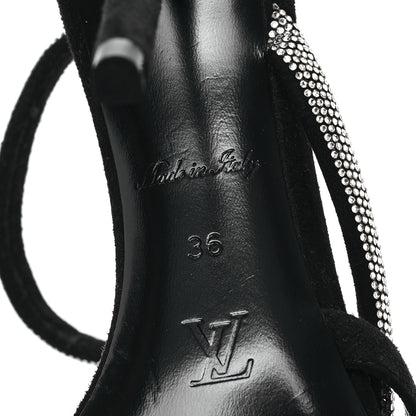 Louis Vuitton Suede Goat Rhinestone Appeal Sandals 36 Black 7 of 12