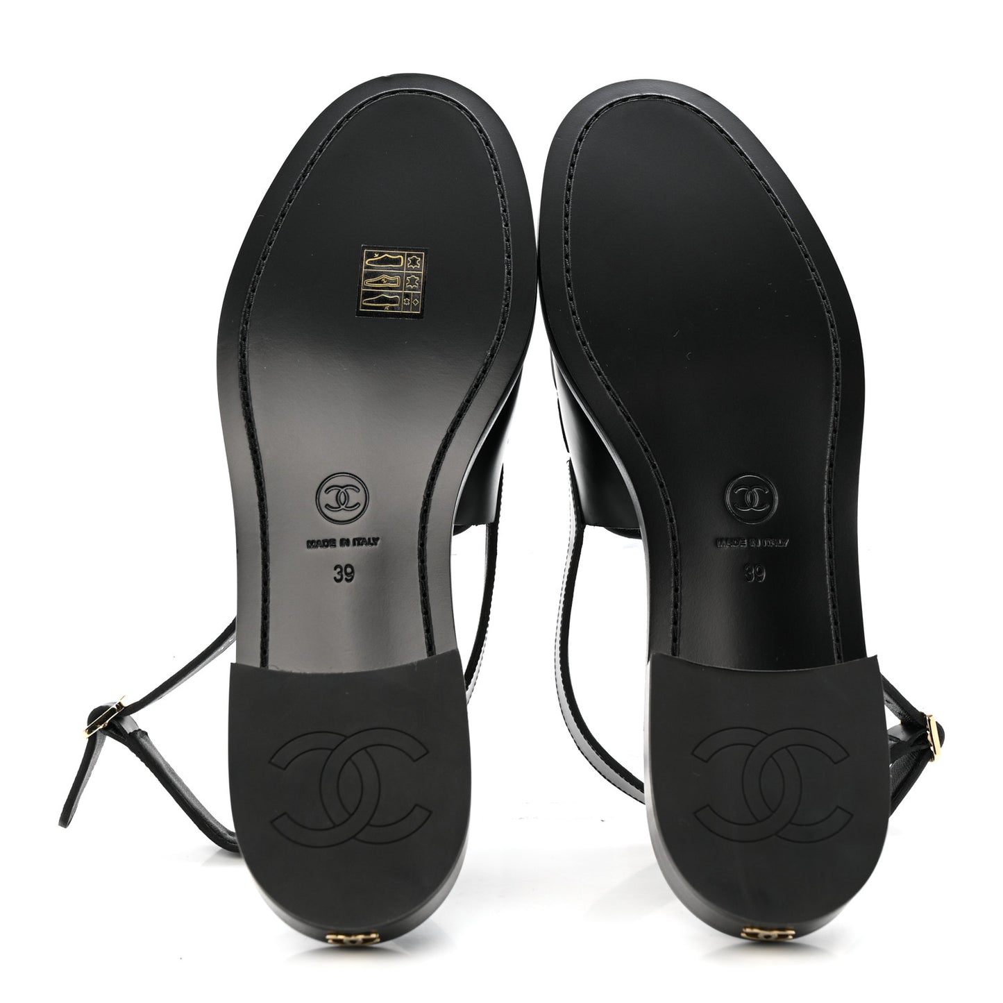 Calfskin Crystal CC Slingback Flats 39 Black