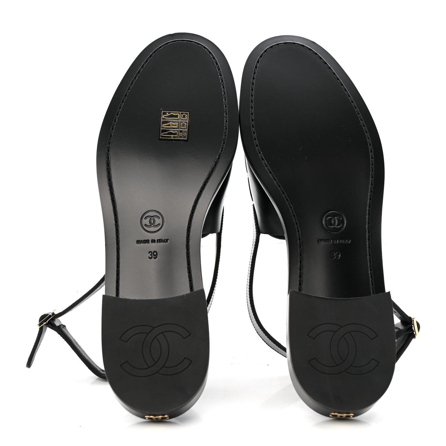 Chanel Calfskin Crystal CC Slingback Flats 39 Black 7 of 11