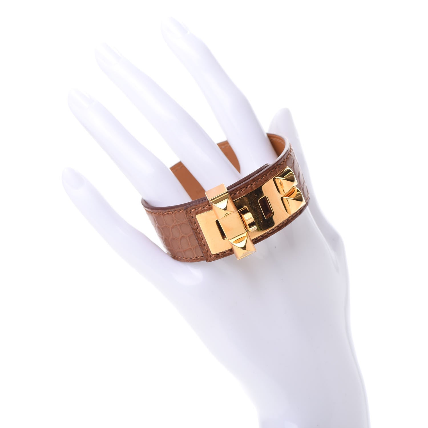 Hermes Matte Alligator Collier de Chien CDC 24 Bracelet T3 Gold 2 of 7