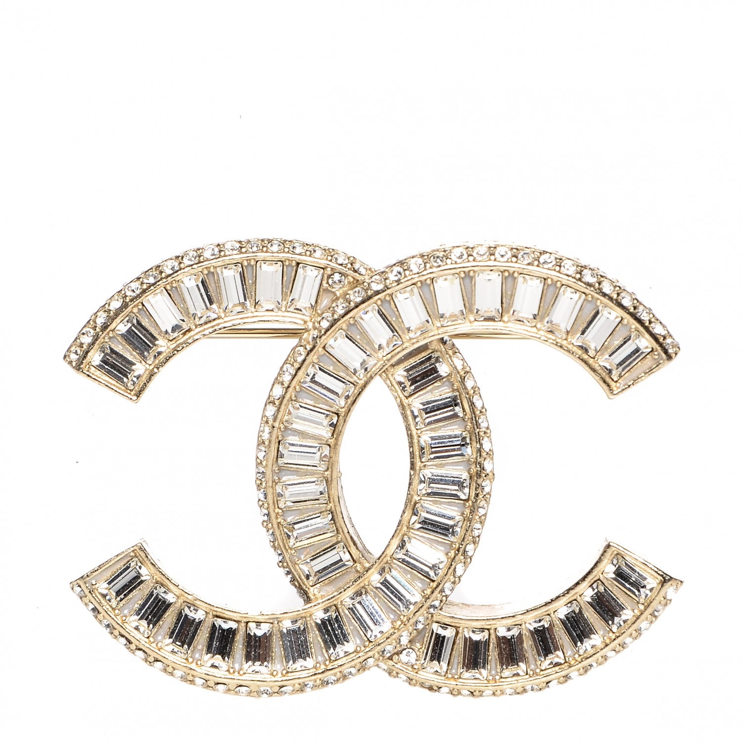 Chanel Baguette Crystal CC Brooch Light Gold 1 of 4