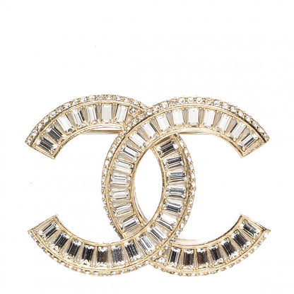 Chanel Baguette Crystal CC Brooch Light Gold 1 of 4