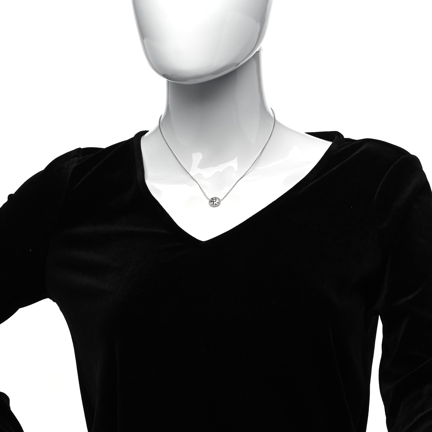 Christian Dior 18K White Gold Diamond Mother of Pearl Rose Des Vents Necklace 2 of 6