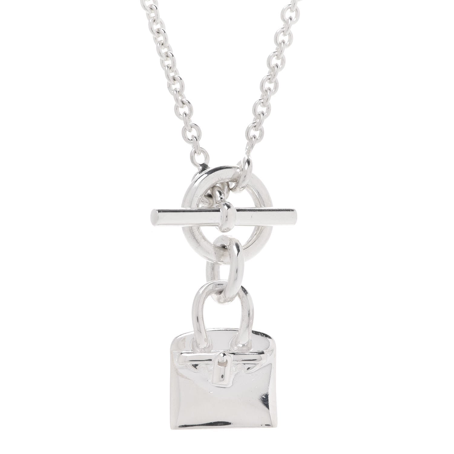 Hermes Sterling Silver Kelly Charm Pendant Necklace 4 of 5