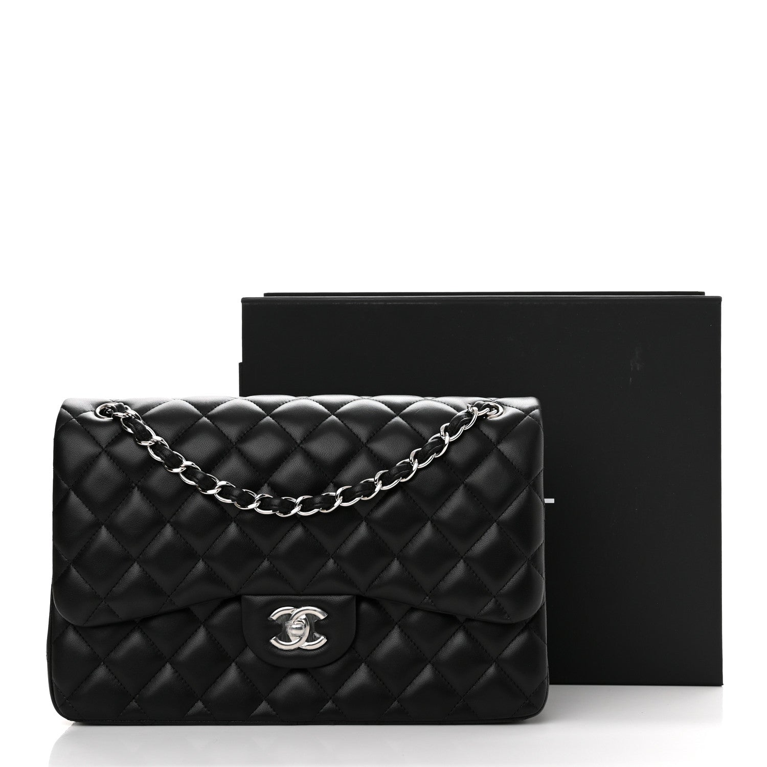 Chanel Lambskin Quilted Jumbo Double Flap Black 11 of 11