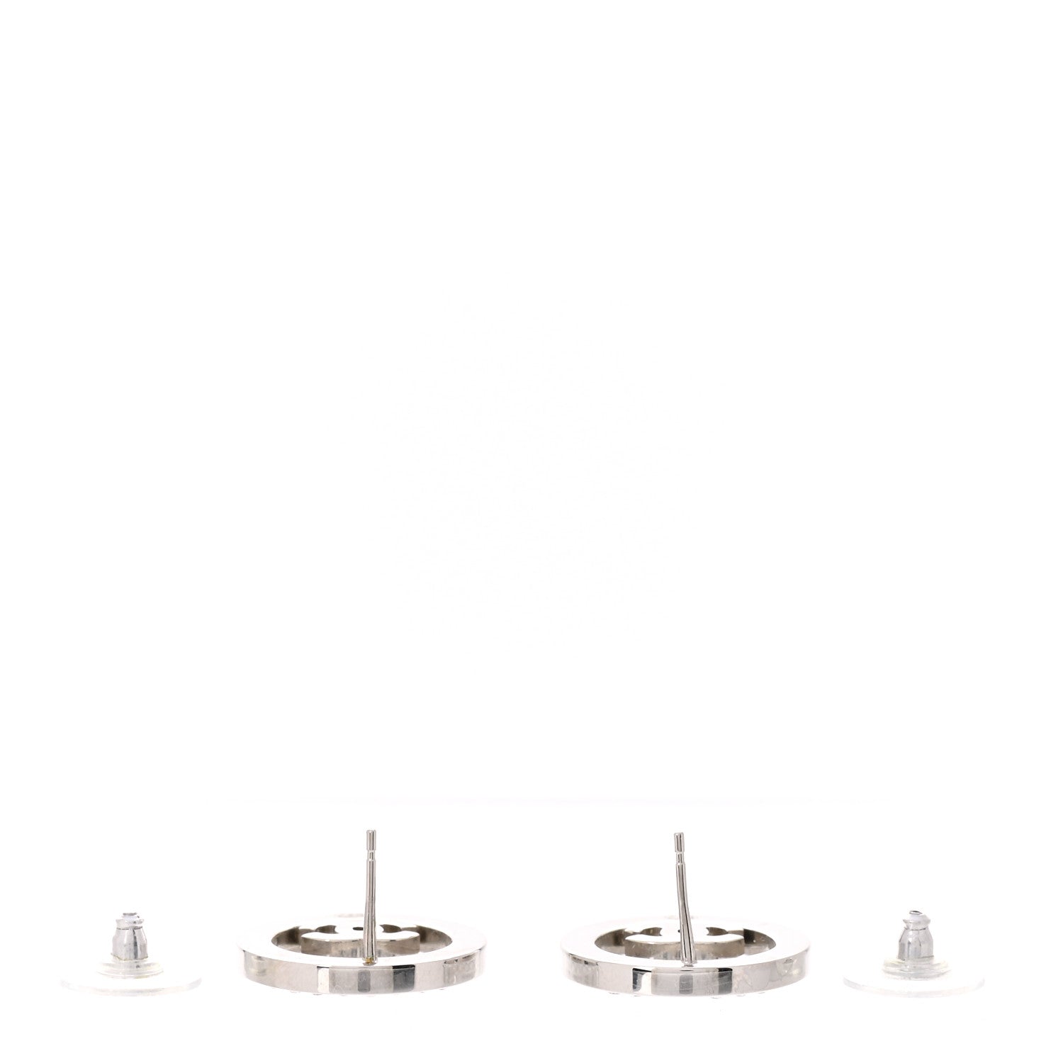 Chanel Crystal CC Round Earrings Silver 3 of 5