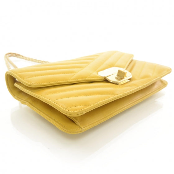Calfskin Gabrielle Chevron Flap Yellow