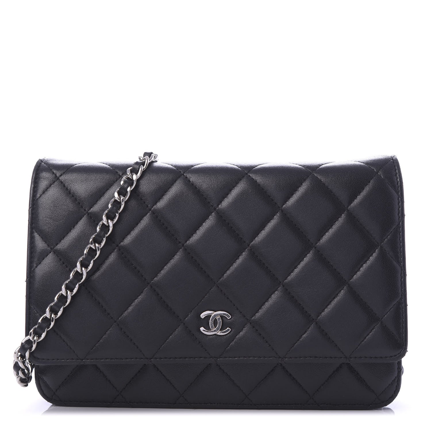 Chanel Lambskin Quilted Wallet On Chain WOC Black 1 of 11