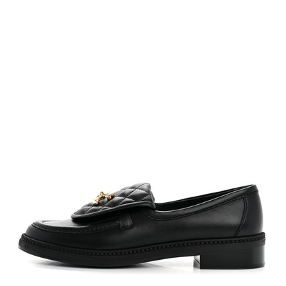 Chanel Lambskin Quilted CC Turnlock Loafers 38 Black 1 of 10