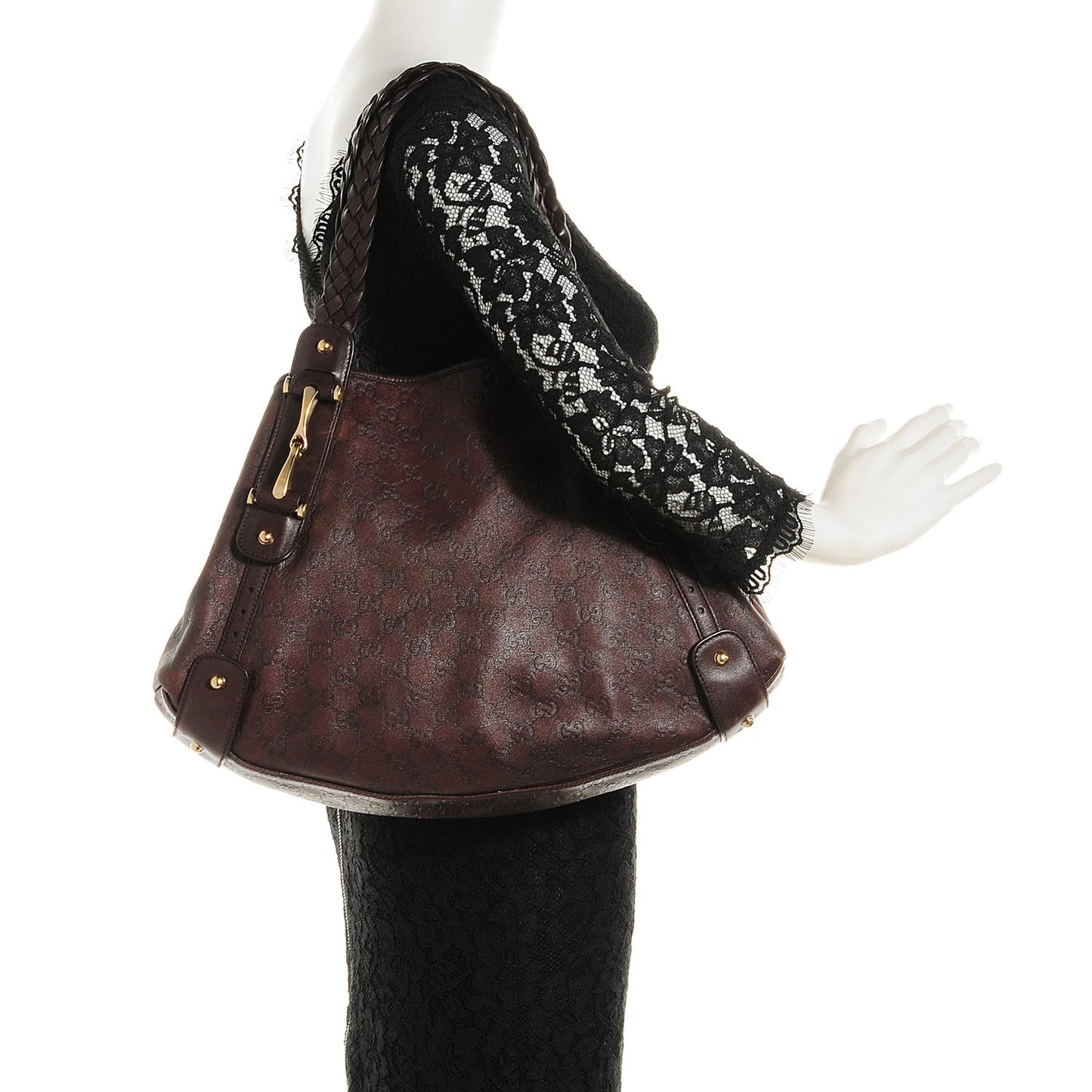 Guccissima Medium Pelham Shoulder Bag Chocolate Brown