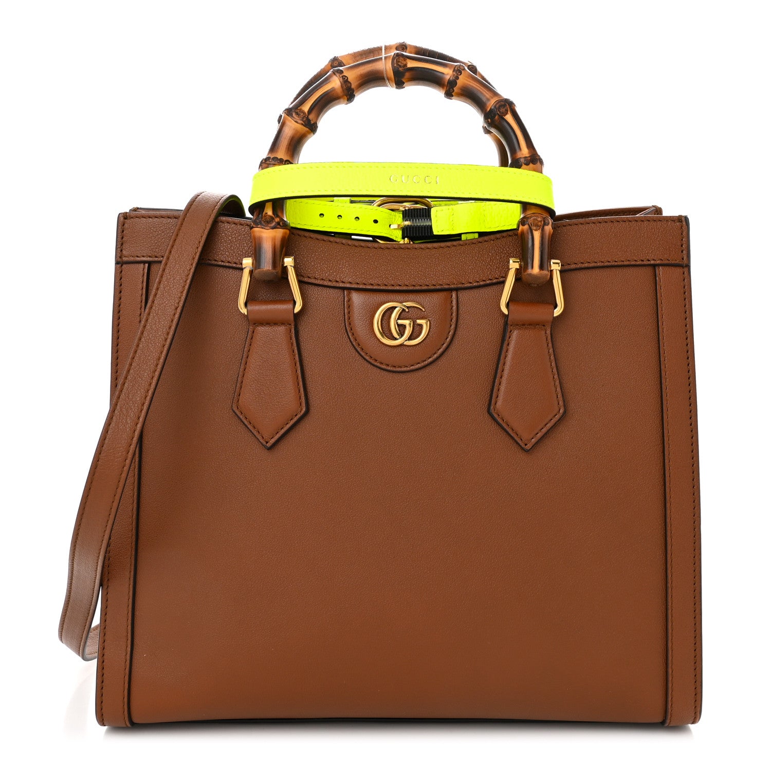 Gucci Wonka Grain Calfskin Small Diana Tote Bag Cuir Yellow Fluo 1 of 10
