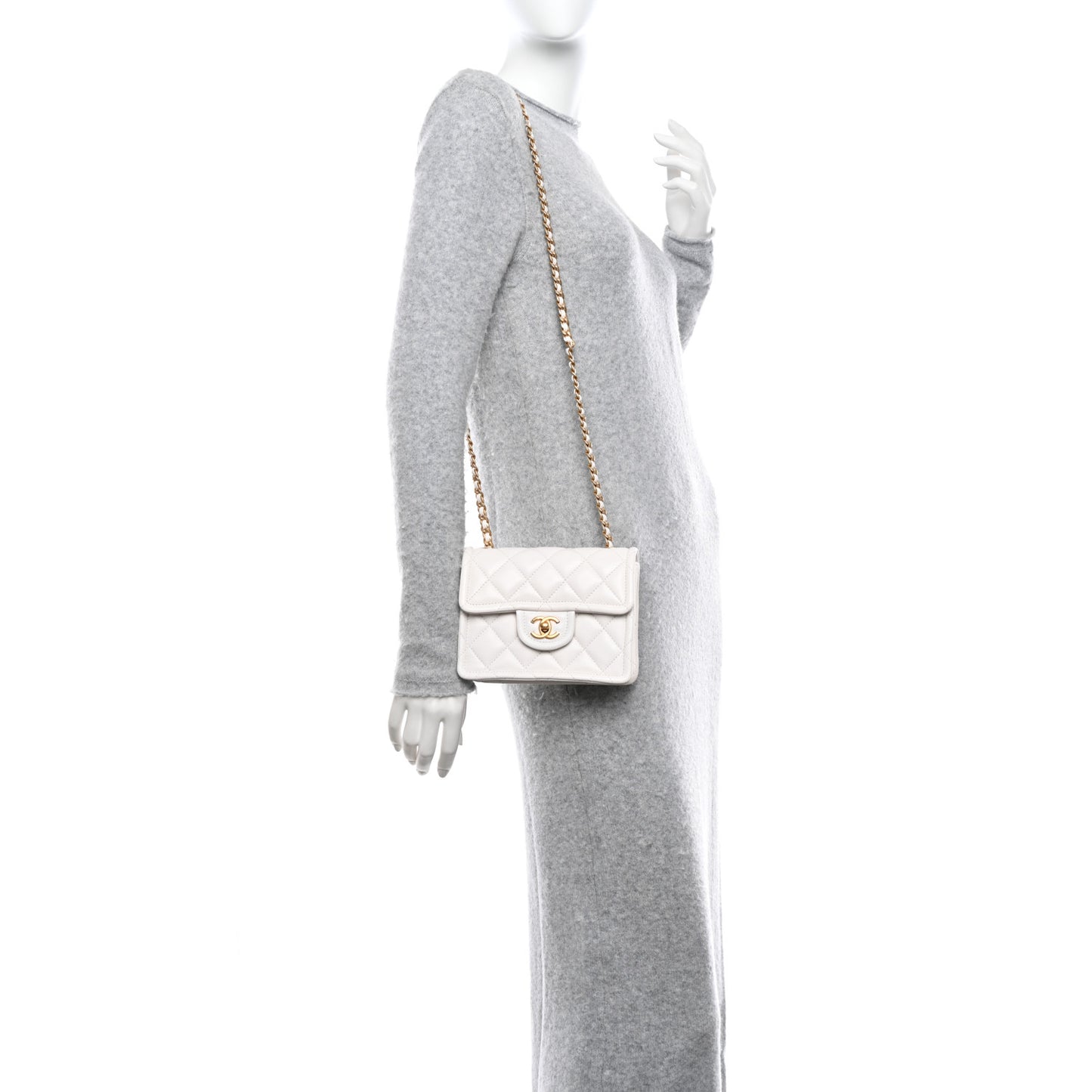 Caviar Quilted Mini Sweet Classic Flap White