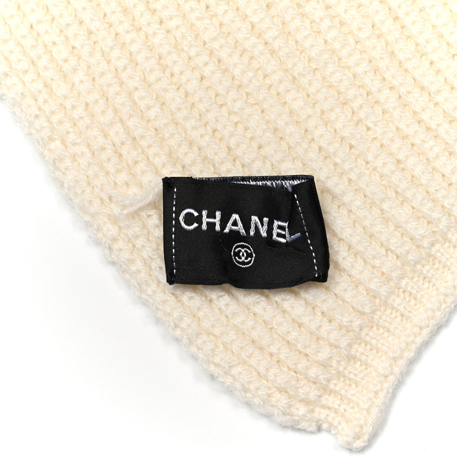 Chanel Cashmere Sequin Logo Scarf White 3 of 3