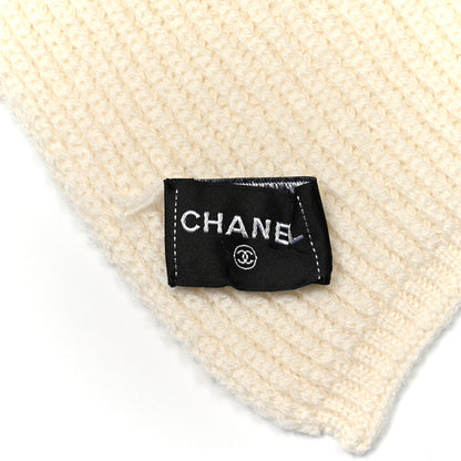 Chanel Cashmere Sequin Logo Scarf White 3 of 3