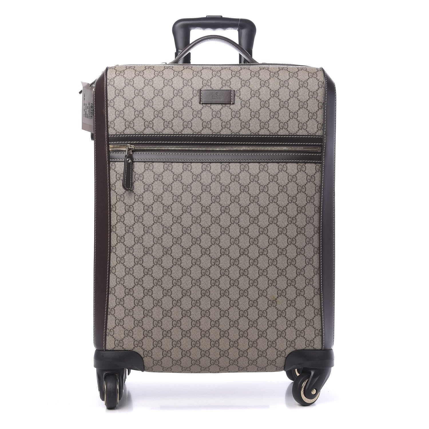 Gucci GG Supreme Monogram Selleria Calfskin Four Wheel Carry On Suitcase Beige Ebony Cocoa 1 of 11