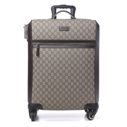 Gucci GG Supreme Monogram Selleria Calfskin Four Wheel Carry On Suitcase Beige Ebony Cocoa 1 of 11
