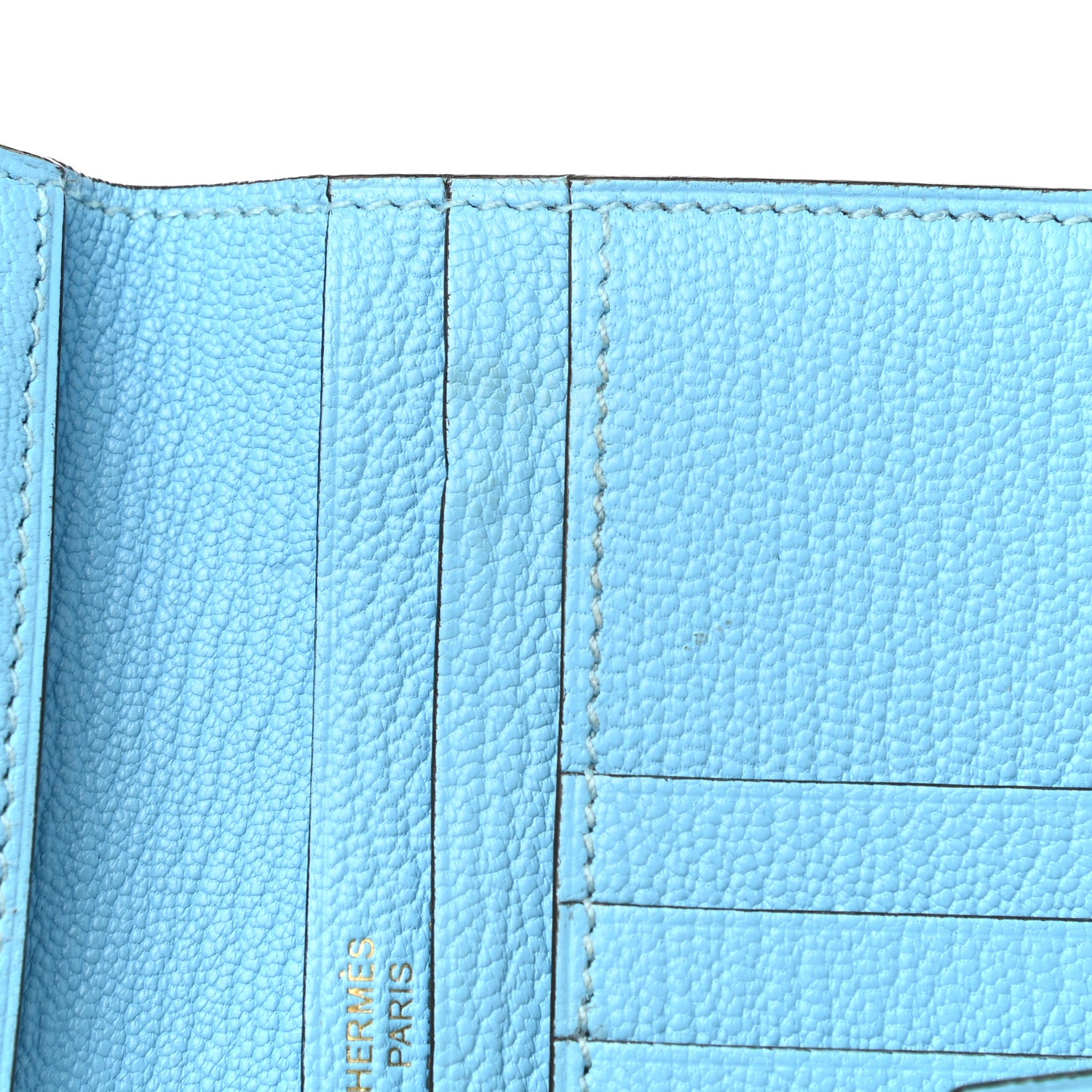 Hermes Chevre Mysore Bearn Compact Wallet Celeste 9 of 11
