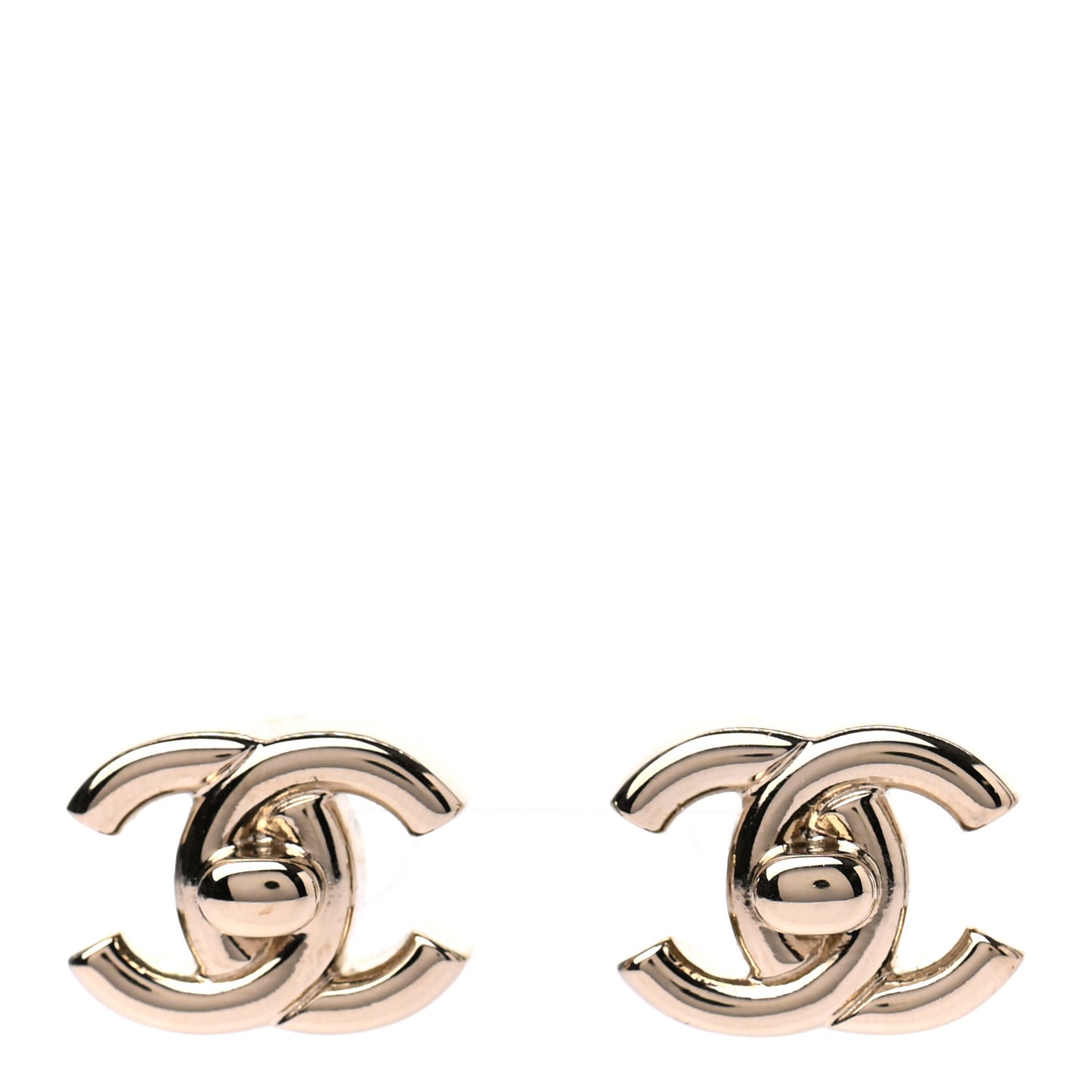 Metal CC Turnlock Earrings Gold