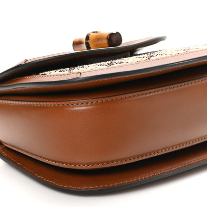 Gucci New Canvas Charisma Calfskin Crystal GG Monogram Small Bamboo 1947 Top Handle Bag Camel Ebony 8 of 10
