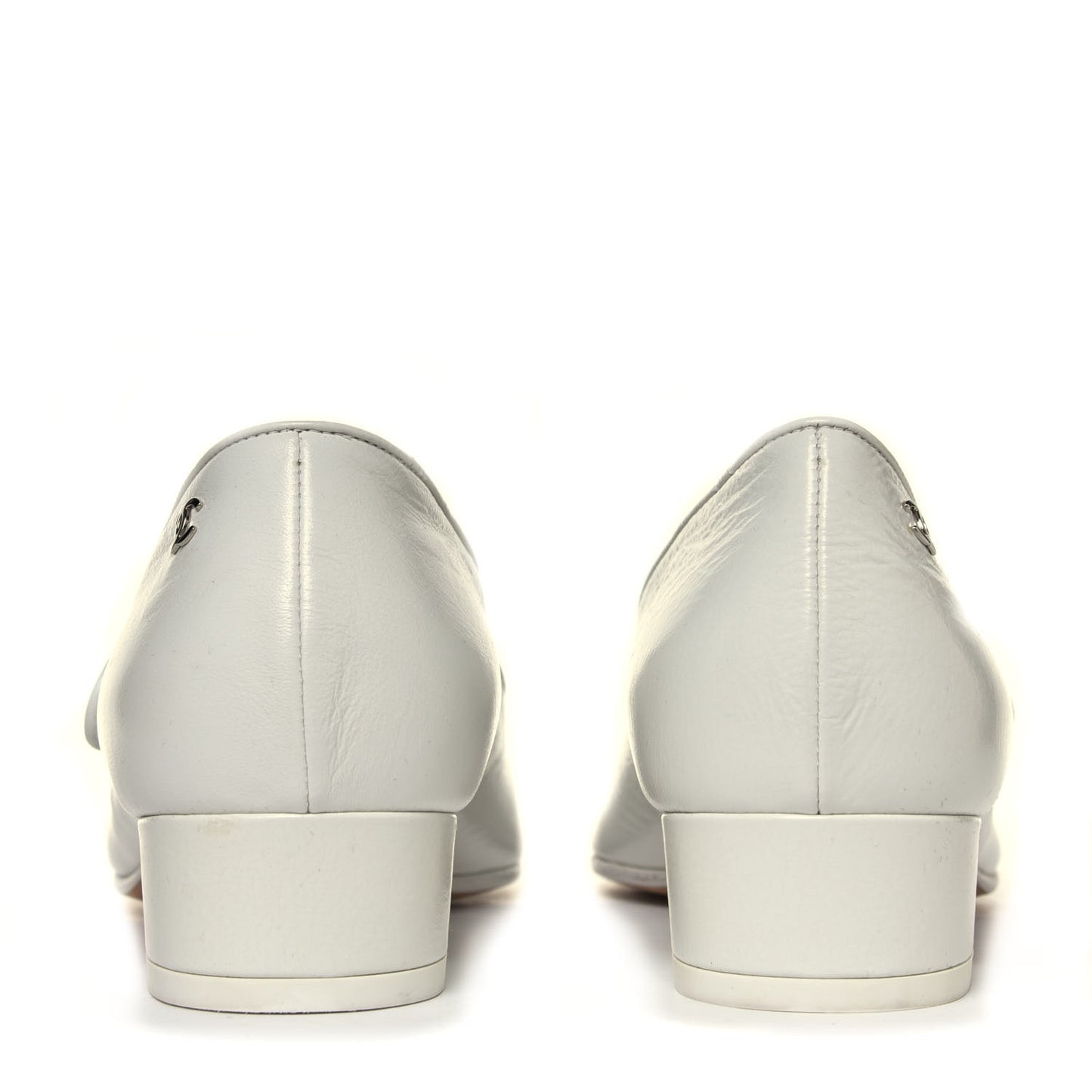 Patent Calfskin Mary Jane Strap Pumps 38.5 White