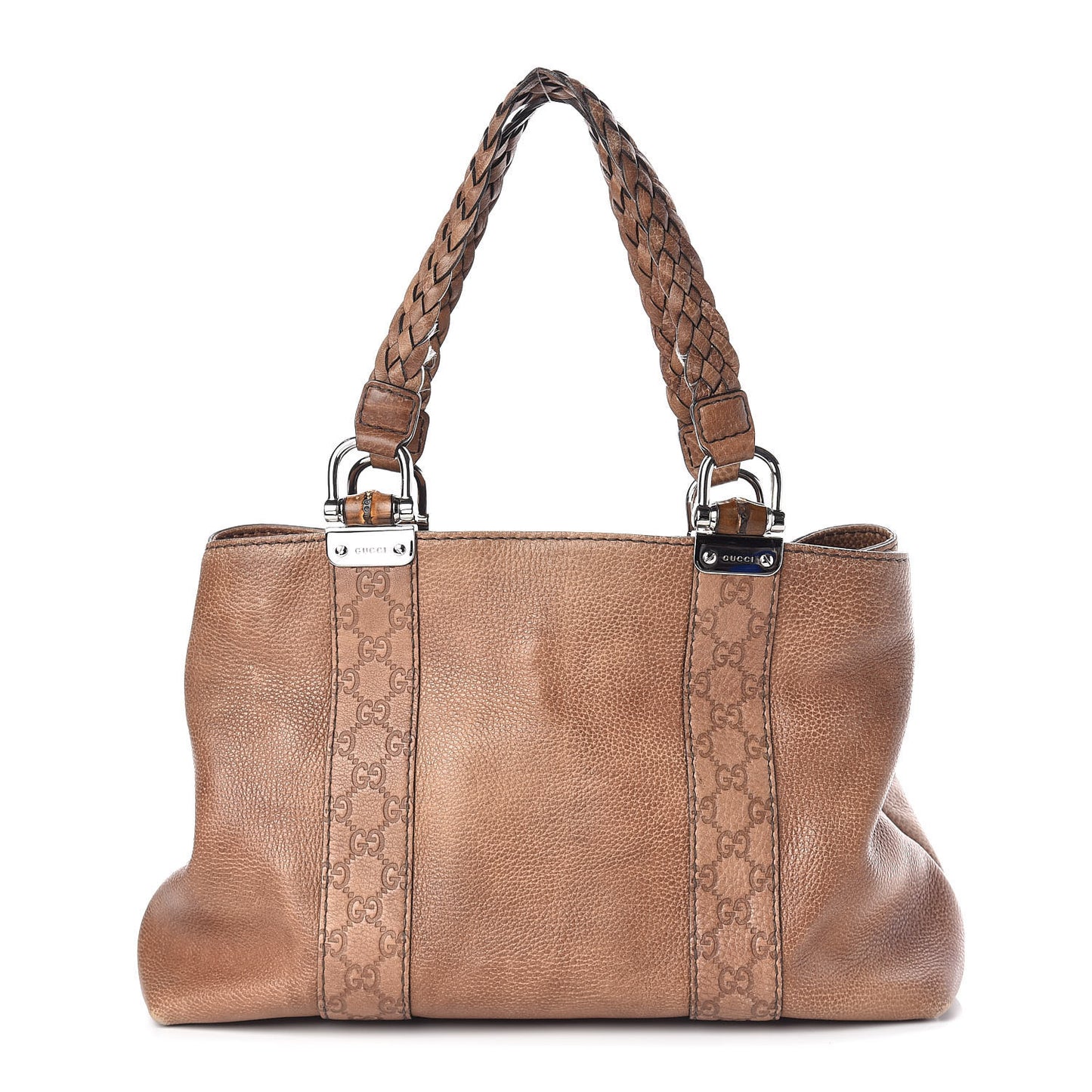 Calfskin Medium Bamboo Bar Tote Bag Brown