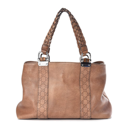 Gucci Calfskin Medium Bamboo Bar Tote Bag Brown 1 of 10