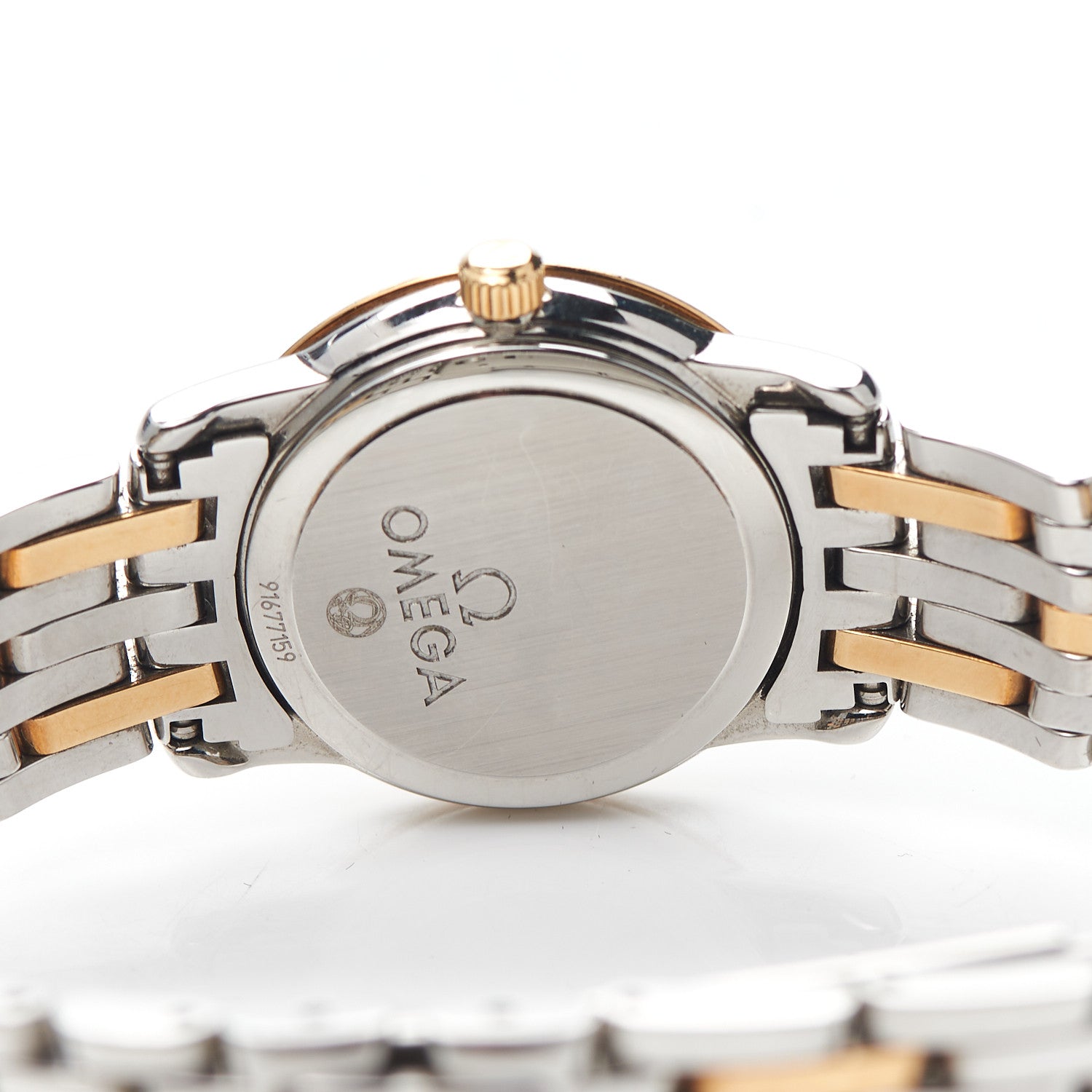Omega Stainless Steel 18K Yellow Gold Diamond Bezel Mother of Pearl 22mm De Ville Prestige Quartz Watch 4375.75.00 5 of 6