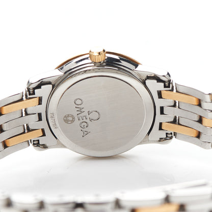 Omega Stainless Steel 18K Yellow Gold Diamond Bezel Mother of Pearl 22mm De Ville Prestige Quartz Watch 4375.75.00 5 of 6