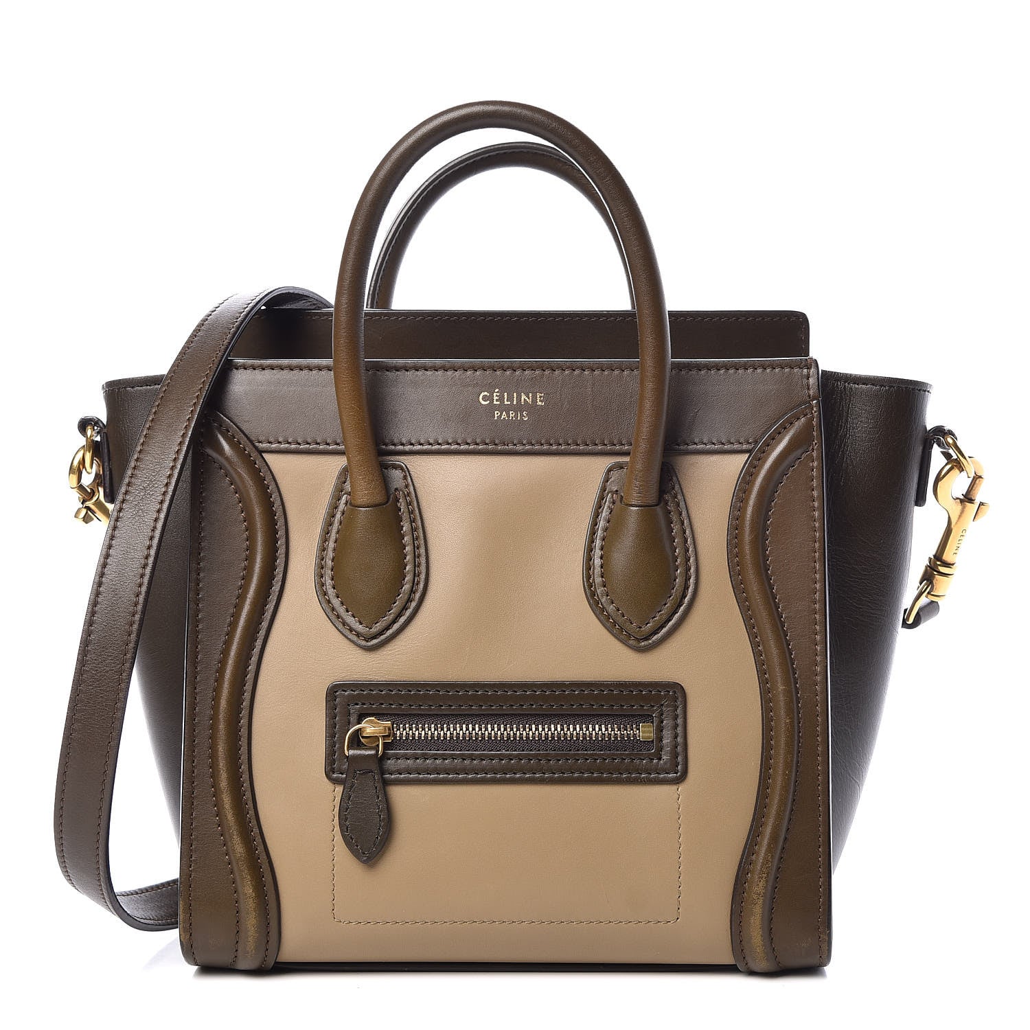 Celine Smooth Calfskin Nano Tri-Color Luggage Khaki 1 of 20