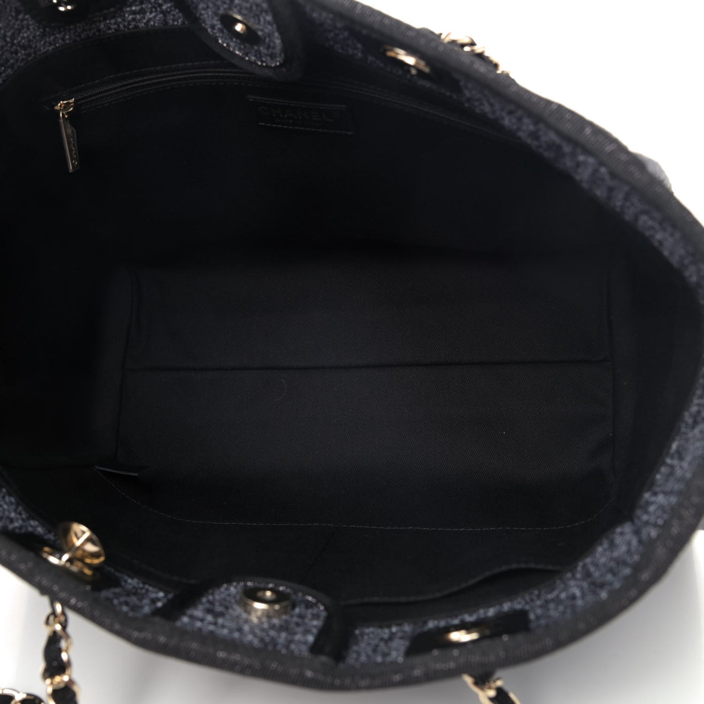 Lurex Boucle Small Deauville Tote Black