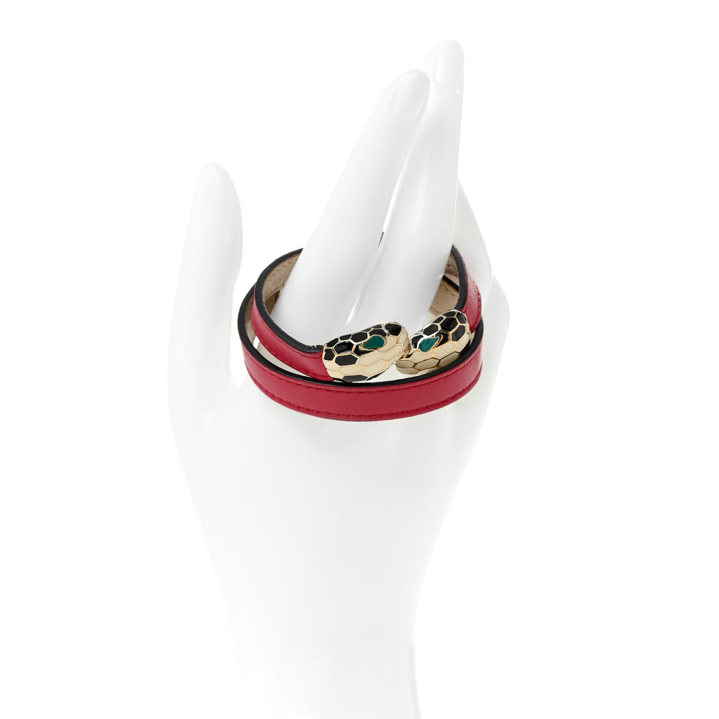 Calfskin Serpenti Forever Double Coil Bracelet Pink