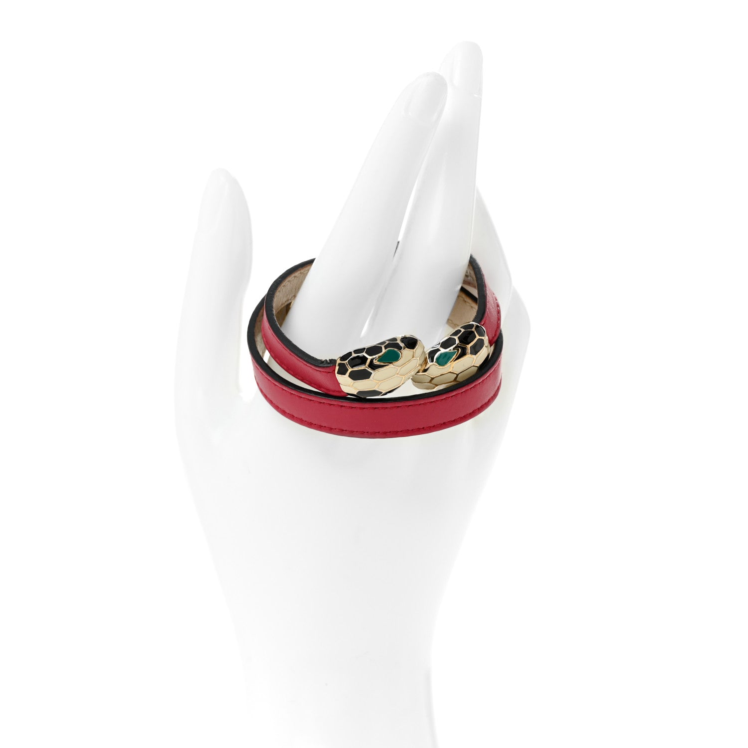 Bulgari Calfskin Serpenti Forever Double Coil Bracelet Pink 2 of 8