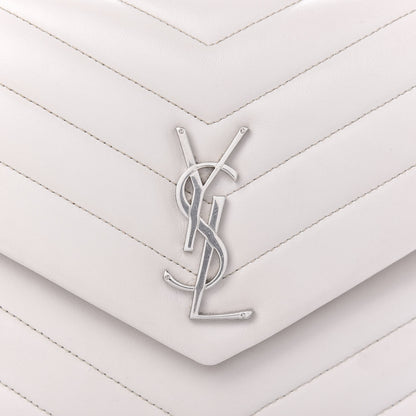 Saint Laurent Calfskin Y Quilted Monogram Medium Loulou Chain Satchel White 10 of 12