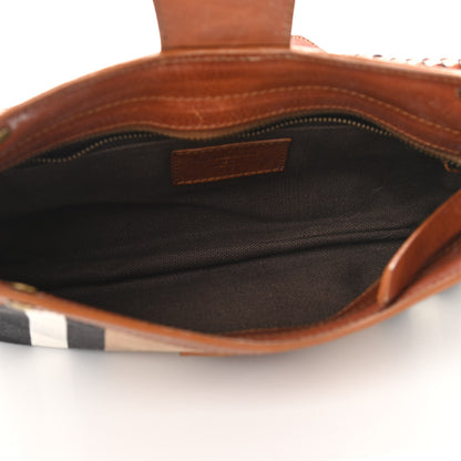 Burberry Calfskin House Check Woven Shoulder Bag Tan 5 of 12