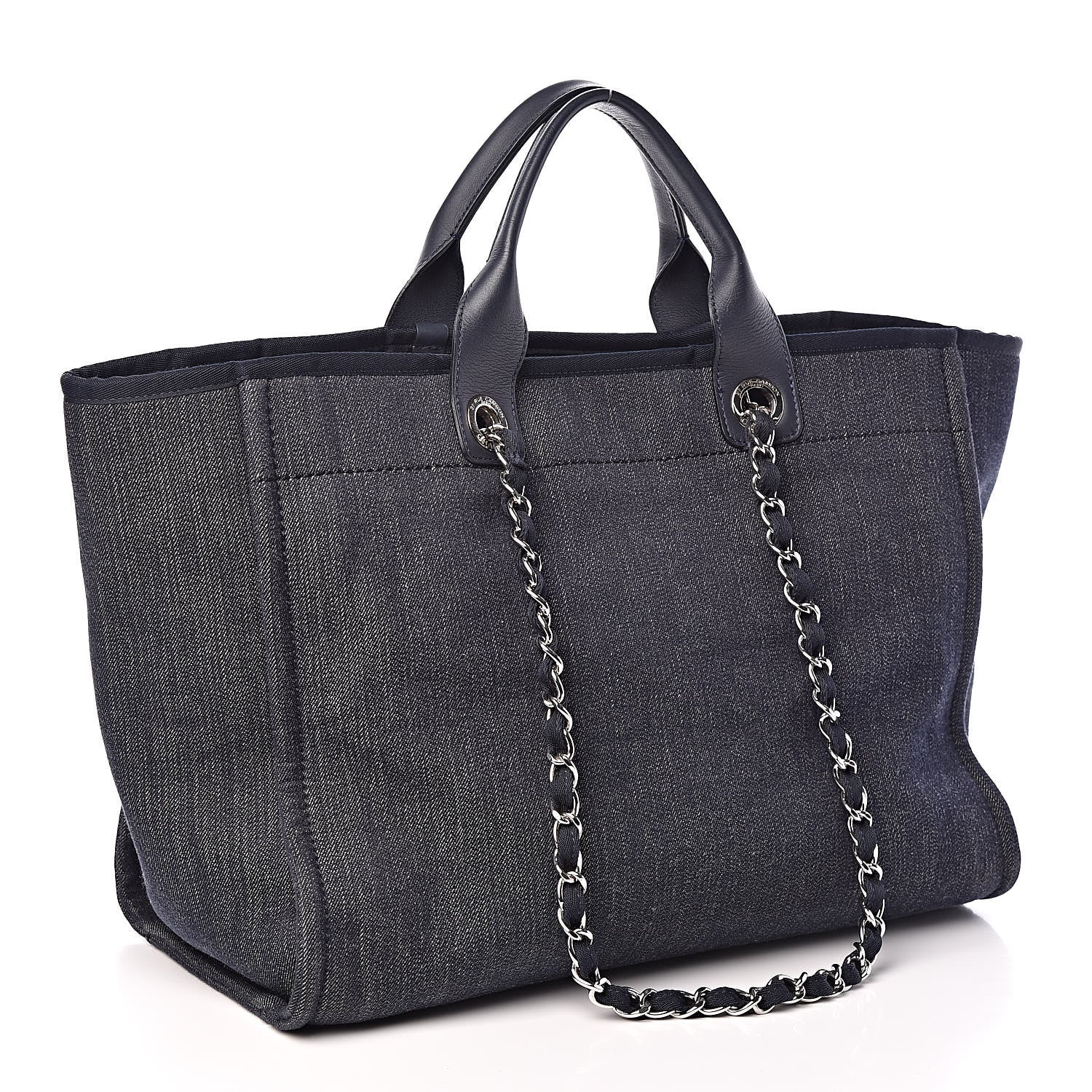 Chanel Denim Large Deauville Tote Dark Blue 4 of 10
