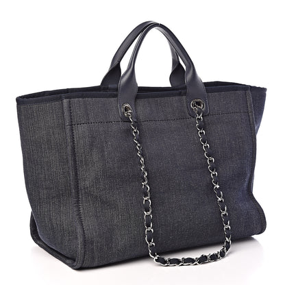 Chanel Denim Large Deauville Tote Dark Blue 4 of 10