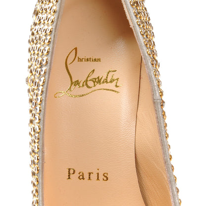 Christian Louboutin Crystal Suede Burma Daffodile Strass 160 Pumps 34 Gold 7 of 8