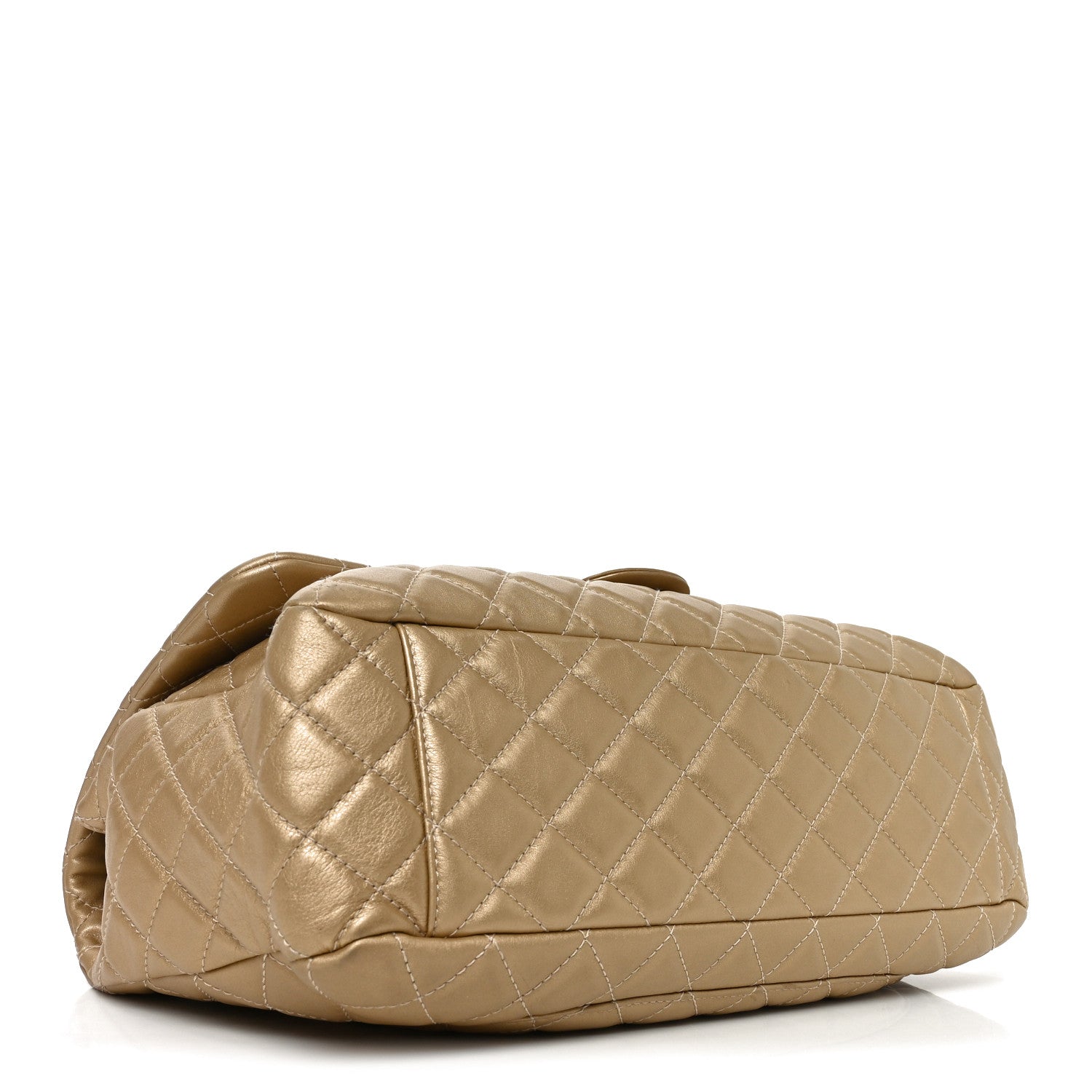 Chanel Metallic Calfskin Quilted Small XXL Travel Flap Bag Gold 4 of 10