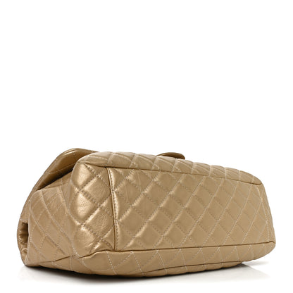 Chanel Metallic Calfskin Quilted Small XXL Travel Flap Bag Gold 4 of 10