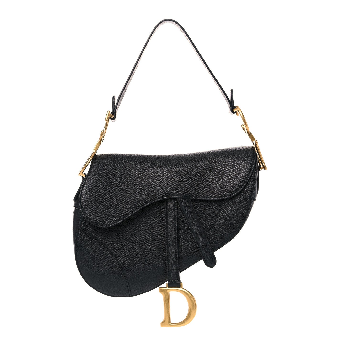 Grained Calfskin Saddle Bag Black