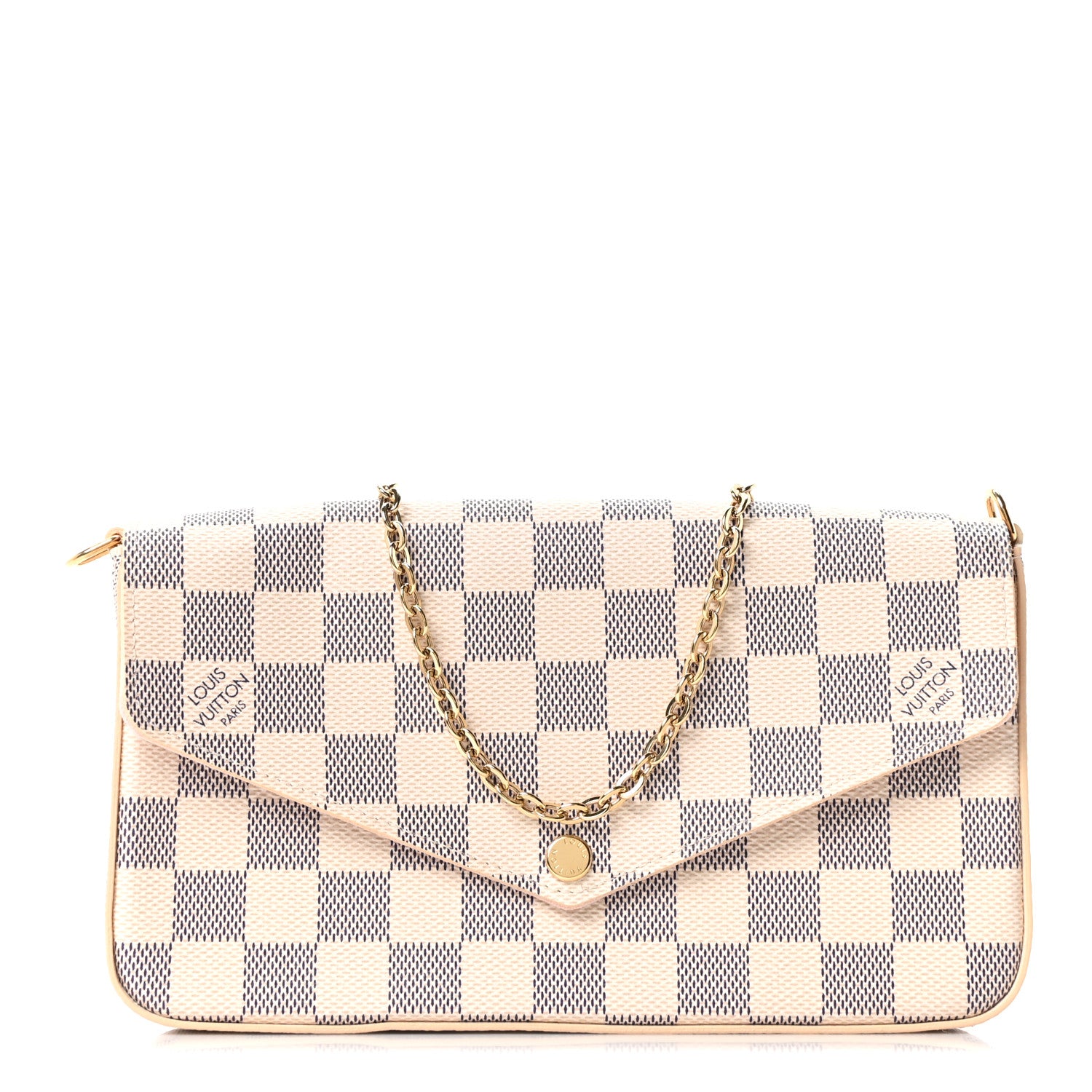 Louis Vuitton Damier Azur Pochette Felicie Chain Wallet Rose Ballerine 1 of 14