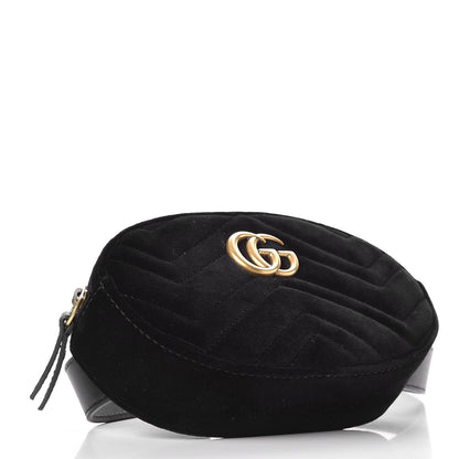 Gucci Velvet Matelasse GG Marmont Belt Bag 85 34 Black 4 of 8