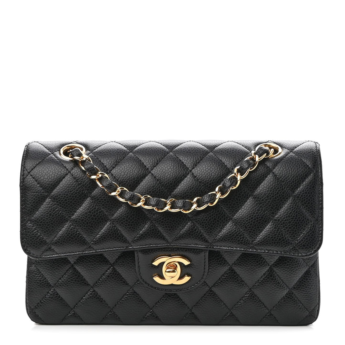 Caviar Quilted Small Double Flap Black
