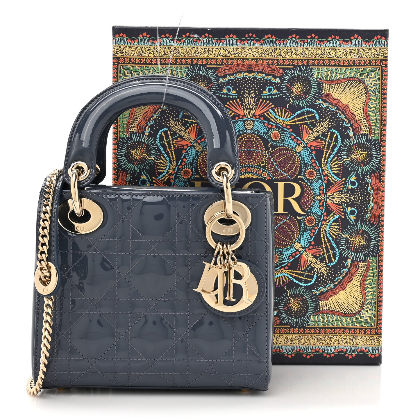 Patent Cannage Mini Lady Dior Pastel Night