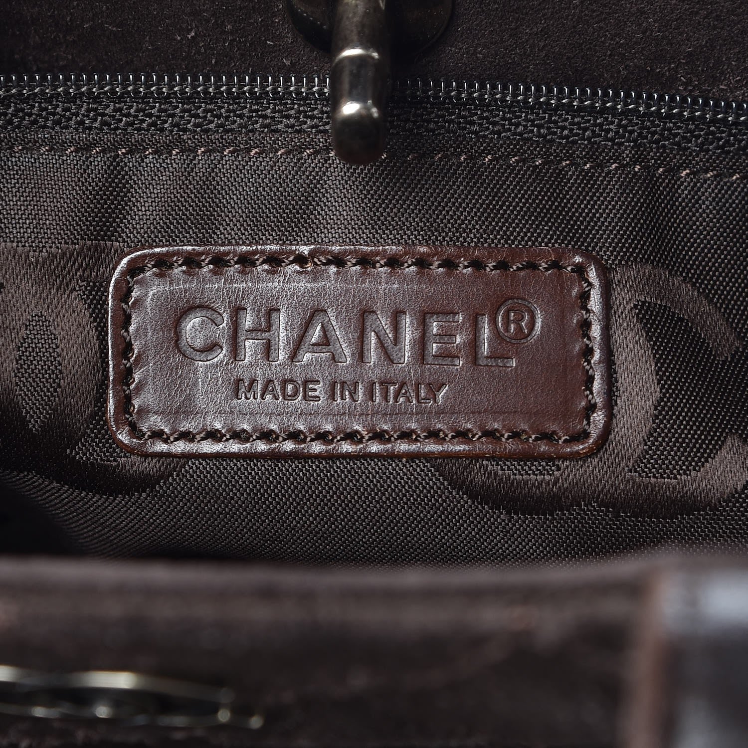 Chanel Suede Quilted Shopping Tote Brown 7 of 15
