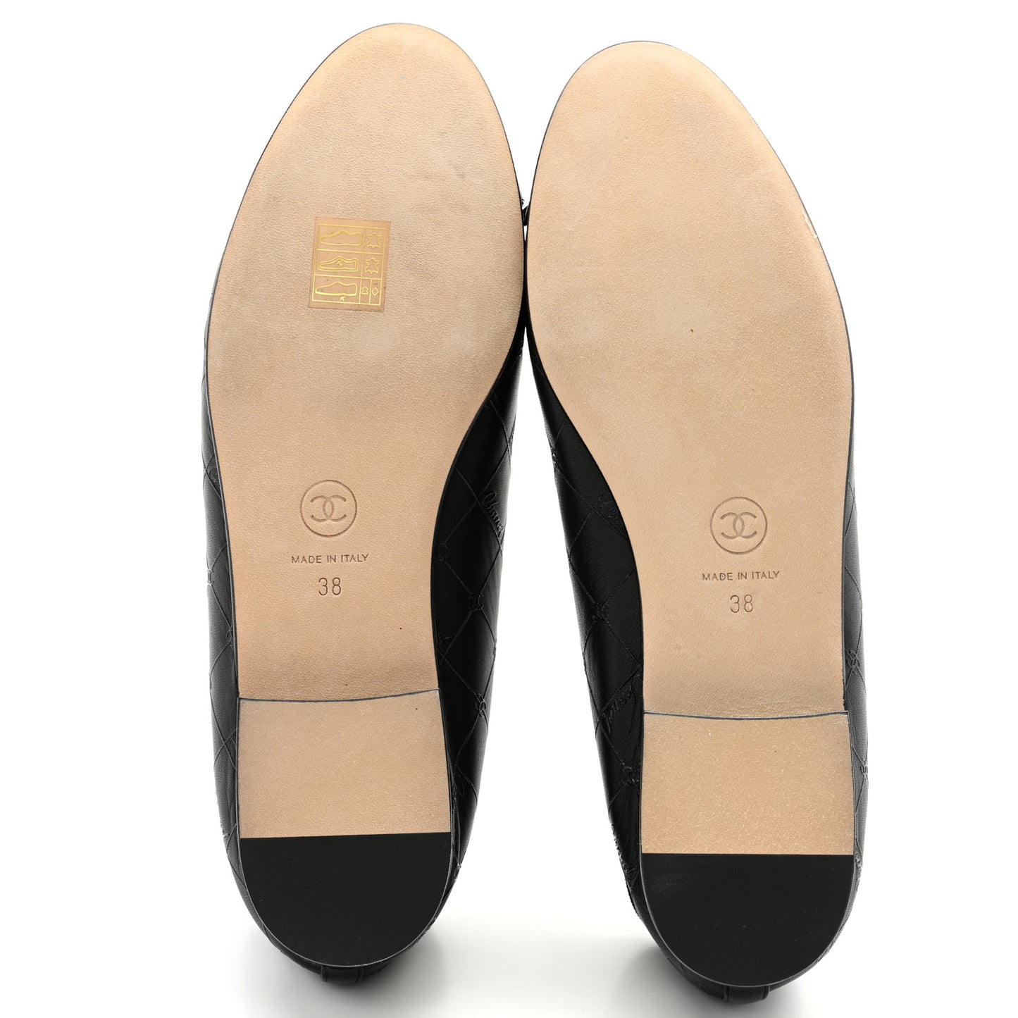 Printed Lambskin Patent Cap Toe Ballerina Flats 38 Black