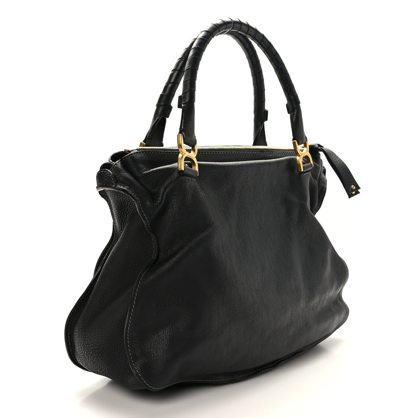 Calfskin Large Marcie Satchel Black