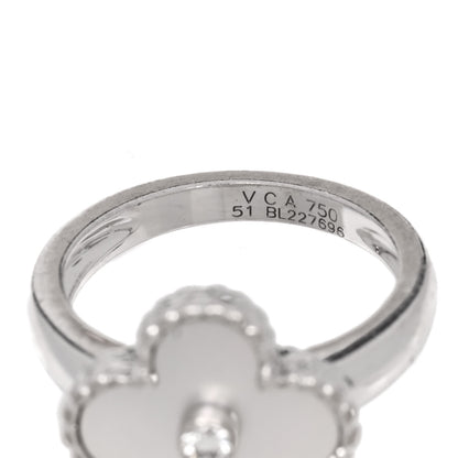 Van Cleef & Arpels 18K White Gold Diamond Mother of Pearl Vintage Alhambra Ring 51 5.75 4 of 5