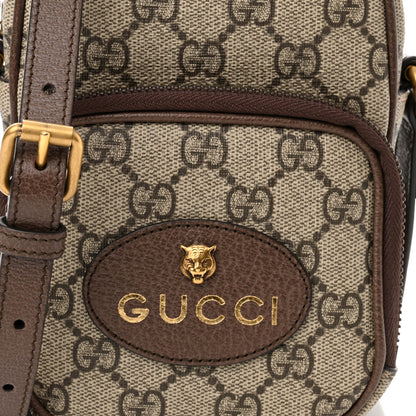 Gucci GG Supreme Monogram Mini Neo Vintage Double Zip Messenger Bag Beige New Acero Crop 8 of 10
